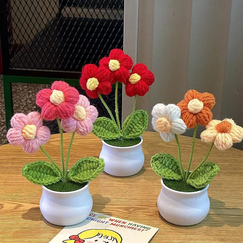 Fleurs artificielles au Crochet de fleurs, tricotées à la main