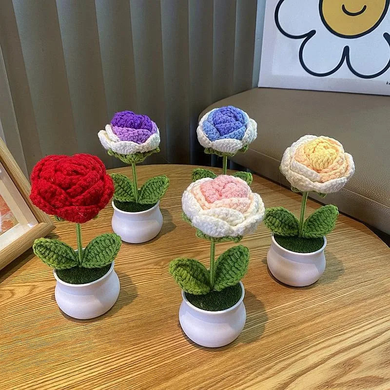 Fleurs artificielles au Crochet de fleurs, tricotées à la main
