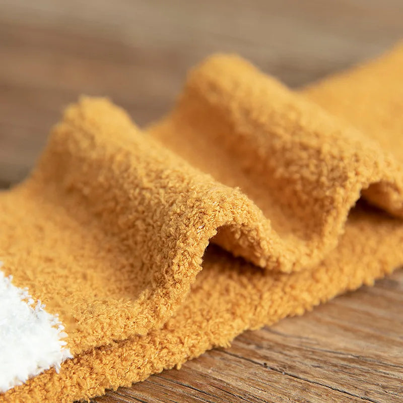 Chaussette en velours de corail chat pour femmes et filles