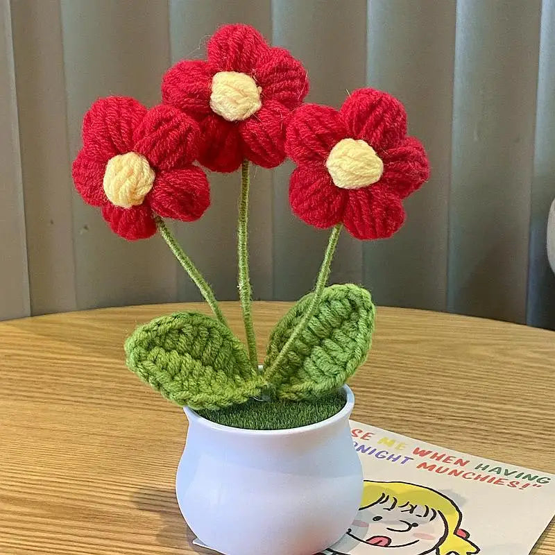 Fleurs artificielles au Crochet de fleurs, tricotées à la main