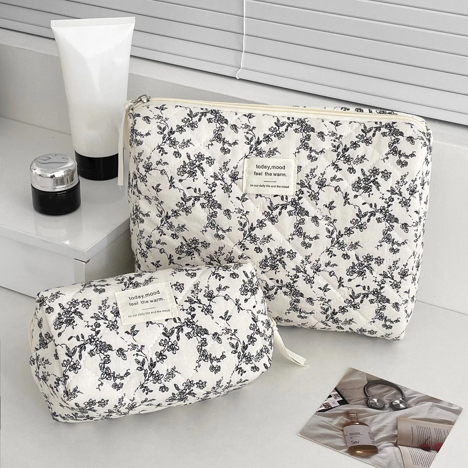 Sac matelassés à fleurs noires 1pcs