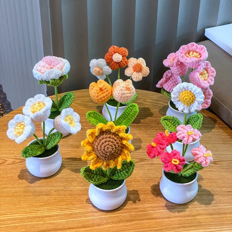 Fleurs artificielles au Crochet de fleurs, tricotées à la main