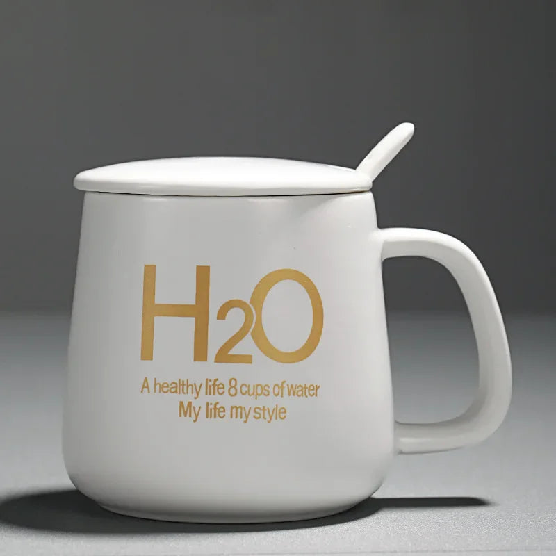 Tasse à café en céramique à motif dessin animé avec cuillère