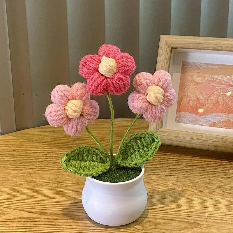 Fleurs artificielles au Crochet de fleurs, tricotées à la main