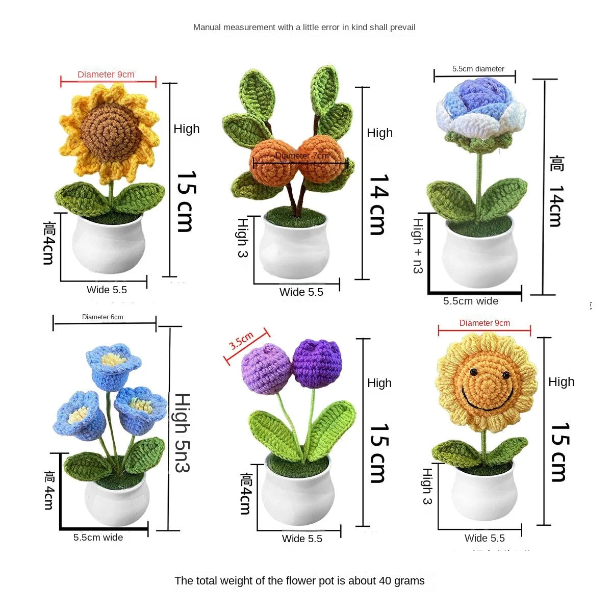 Fleurs artificielles au Crochet de fleurs, tricotées à la main