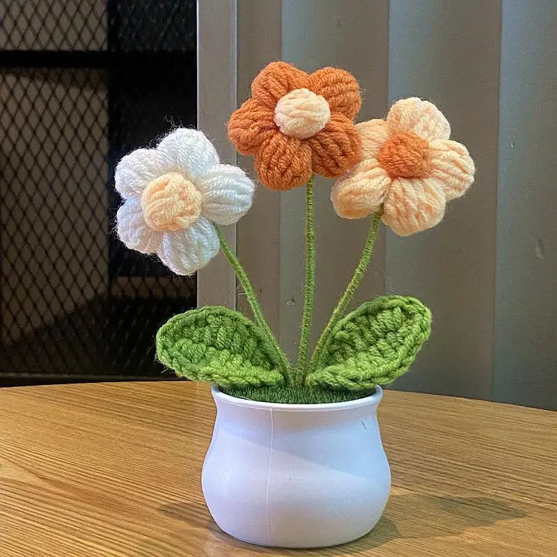 Fleurs artificielles au Crochet de fleurs, tricotées à la main